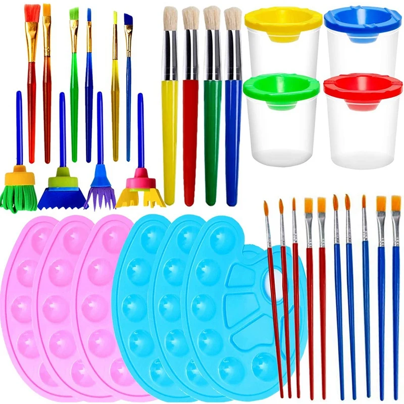 Paint Brush Set, Washable Painting Tools Set Include Paint Cups Muti-Style Paint Brushes for Kids Toddlers
Paint Brush Set, Washable Painting Tools Set Include Paint Cups Muti-Style Paint Brushes for Kids Toddlers
