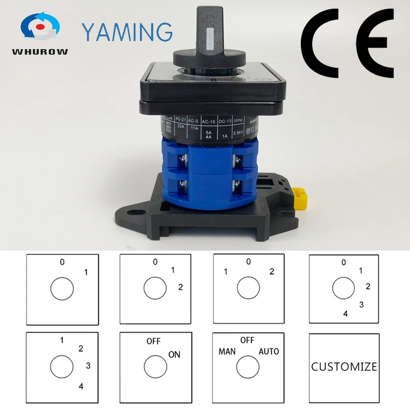 20A DIN Rail Mounted Universal Conversion Selector LW26-20/2 Two Poles Rotation Selection Control Circuit Cam Switch
20A DIN Rail Mounted Universal Conversion Selector LW26-20/2 Two Poles Rotation Selection Control Circuit Cam Switch