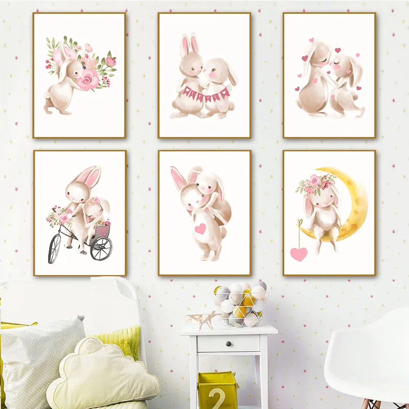 Cute The Sweet Life of Rabbits Nursery Wall Art Print Canvas Painting Nordic Poster Wall Picture Girl Baby Kids Room Decoration
Cute The Sweet Life of Rabbits Nursery Wall Art Print Canvas Painting Nordic Poster Wall Picture Girl Baby Kids Room Decoration