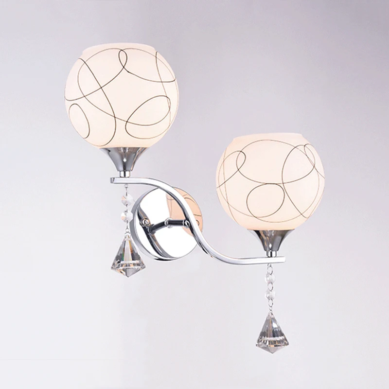 Modern minimalist single double heads restaurant living room glass wall lamp creative warm bedroom wall lamp porch aisle lights 
Modern minimalist single double heads restaurant living room glass wall lamp creative warm bedroom wall lamp porch aisle lights