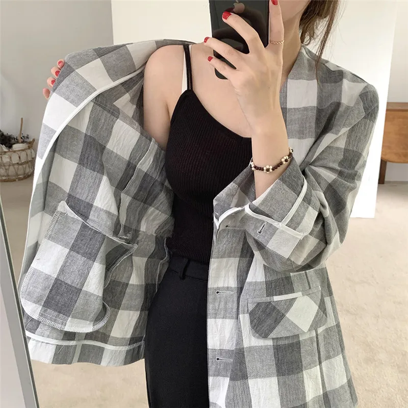 HziriP Professional Formal Suit Jacket Loose Elegant Plaid Blazer Plus Size 2020 New Office Lady Cotton Linen Blazers Women Tops
HziriP Professional Formal Suit Jacket Loose Elegant Plaid Blazer Plus Size 2020 New Office Lady Cotton Linen Blazers Women Tops