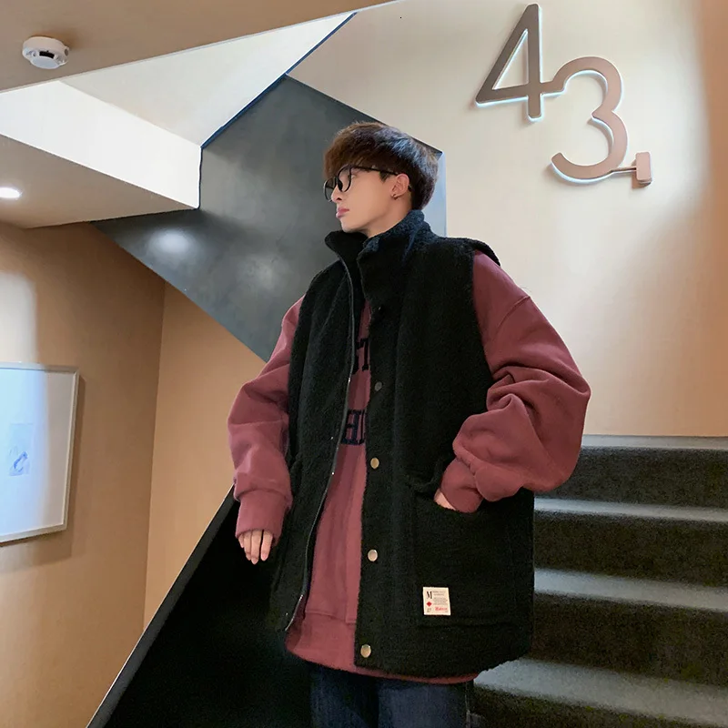 2019 Autumn And Winter New Fashion Leisure Port Wind Men's Lamb Hair Plus Cotton Thick Vest Solid Color Warm Jacket Black M-5XL
2019 Autumn And Winter New Fashion Leisure Port Wind Men's Lamb Hair Plus Cotton Thick Vest Solid Color Warm Jacket Black M-5XL