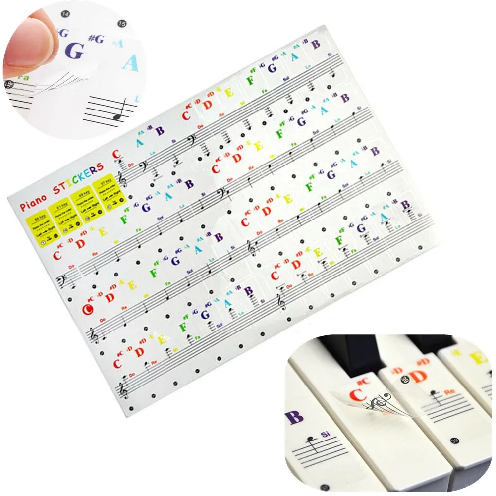 37/49/61/88-KEY Colourful Transparent Piano Keyboard Stickers Electronic Keyboard Piano Stave Note Sticker Symbol For White Key
37/49/61/88-KEY Colourful Transparent Piano Keyboard Stickers Electronic Keyboard Piano Stave Note Sticker Symbol For White Key