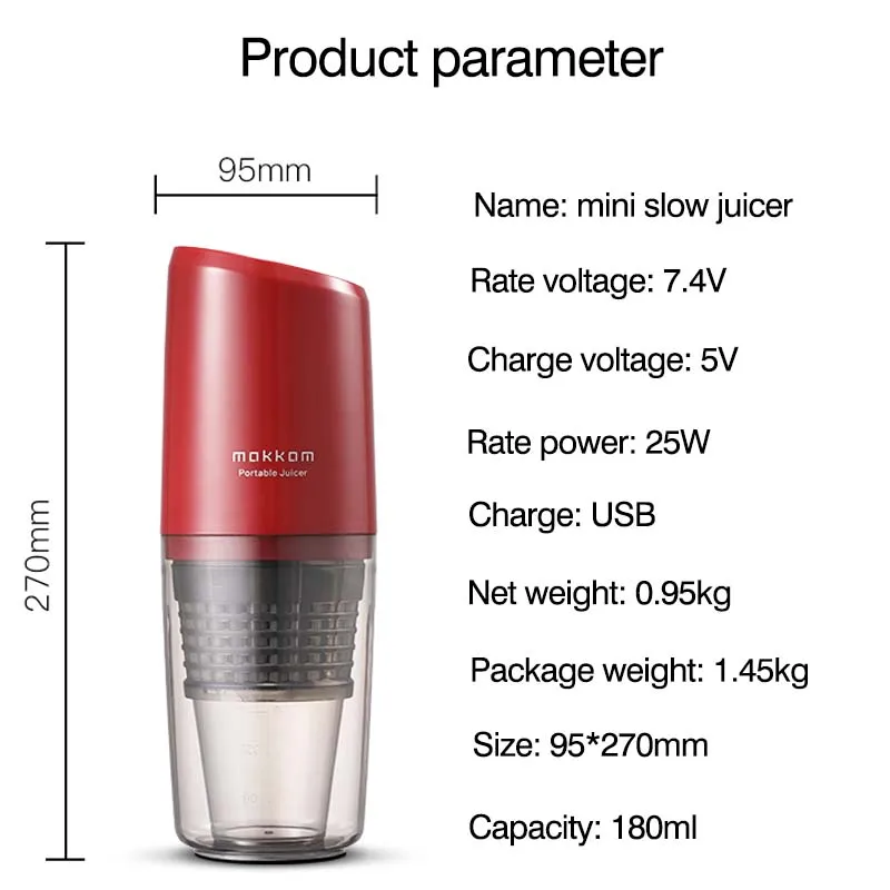Slow Juicer Portable Electric Blender Juicers Fruit Press Extractor USB Mini Fruit Mixers Juice Maker Machine Orange Juicer 
Slow Juicer Portable Electric Blender Juicers Fruit Press Extractor USB Mini Fruit Mixers Juice Maker Machine Orange Juicer