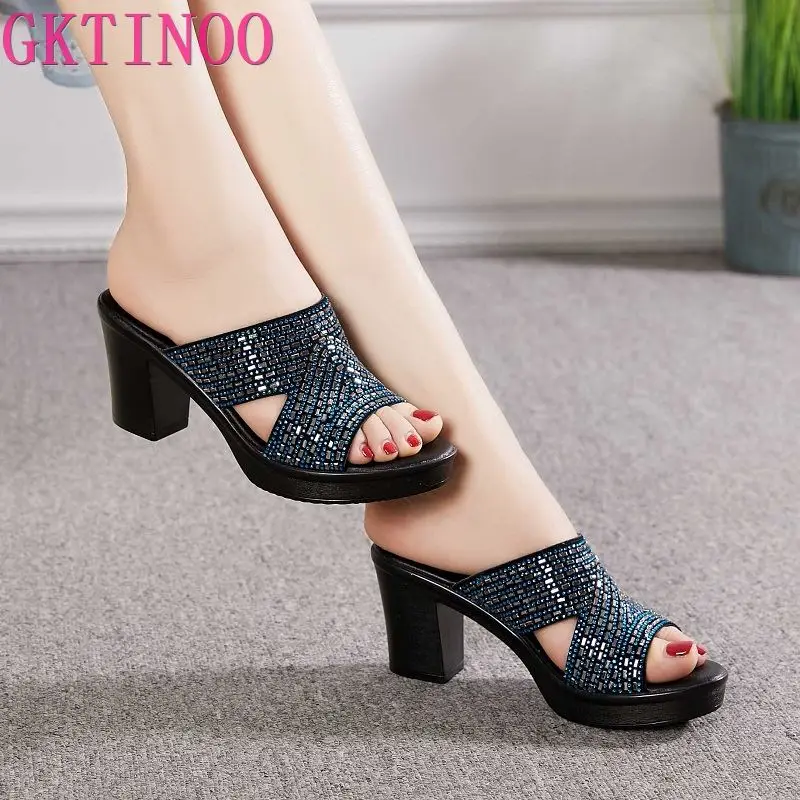 GKTINOO Genuine Leather Women Slipper's 2021 Ladies Summer Slippers Shoes Women High Heels Fashion Rhinestone Summer Shoes
GKTINOO Genuine Leather Women Slipper's 2021 Ladies Summer Slippers Shoes Women High Heels Fashion Rhinestone Summer Shoes