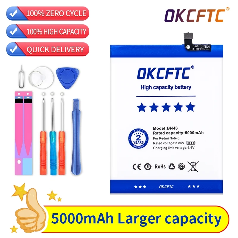 Replacement Battery BN46 For Xiaomi Redmi Note8 Note 8T 8 Redmi 7 Redmi7 Note 6 Note6 Rechargeable Phone Battery 5000mAh
Replacement Battery BN46 For Xiaomi Redmi Note8 Note 8T 8 Redmi 7 Redmi7 Note 6 Note6 Rechargeable Phone Battery 5000mAh
