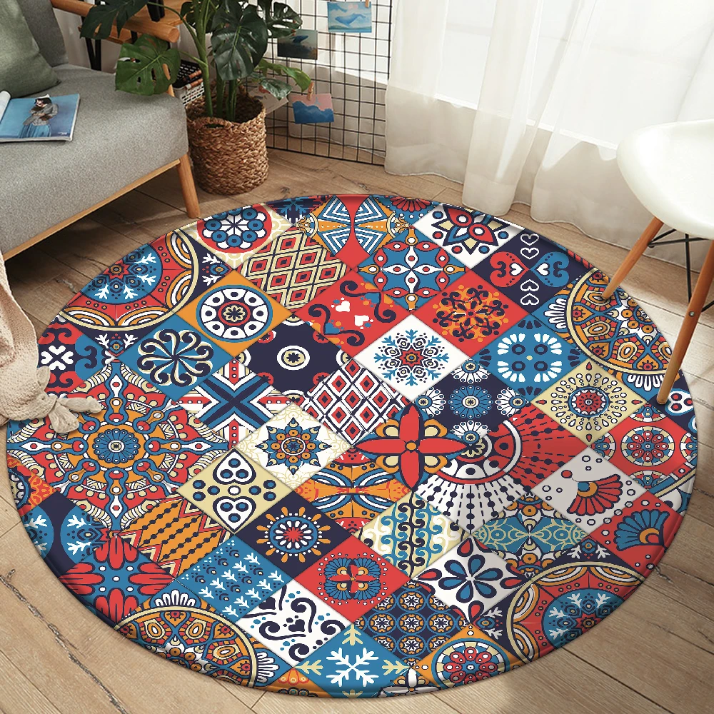 

Alfombra Nonslip Mandala Style Colorful Floral Pattern Rug Floor Mat Bathroom Living Room Bedroom Carpet Decor Rugs tapis salon
