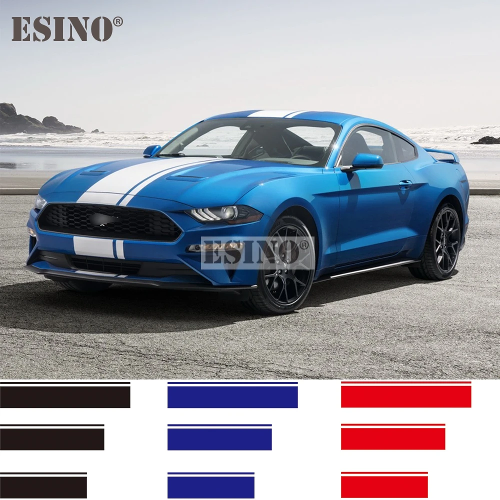 

Universal Racing Style Stripes Carving PVC Vinyl Decals Hood Roof Trunk Car Full Body Sticker Set for Mustang GT350 GT500 Shelby