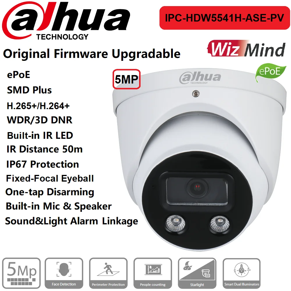 Dahua IPC-HDW5541H-ASE-PV оригинальная 5-мегапиксельная IP-камера, сетевая камера для глазного яблока, ePoE Встроенный микрофон/динамик WizMind, функция подсч...
Dahua IPC-HDW5541H-ASE-PV оригинальная 5-мегапиксельная IP-камера, сетевая камера для глазного яблока, ePoE Встроенный микрофон/динамик WizMind, функция подсч...