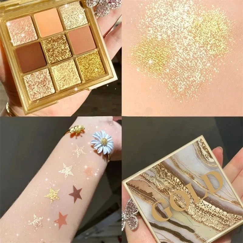 9 Colors Shiny Golden Eyeshadow Palette Waterproof Long-lasting Eyeshadow Matte Glitter Shimmer Yellow Nude Shiny Makeup
9 Colors Shiny Golden Eyeshadow Palette Waterproof Long-lasting Eyeshadow Matte Glitter Shimmer Yellow Nude Shiny Makeup
