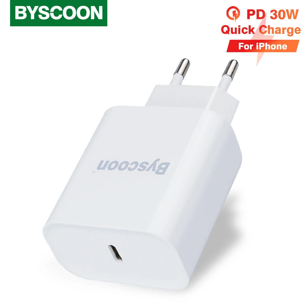 Byscoon PD 30 Вт Type-C для iPhone 13 12 Pro Max Mini быстрое зарядное устройство 11 X XS 7 8 Plus SE 2 |