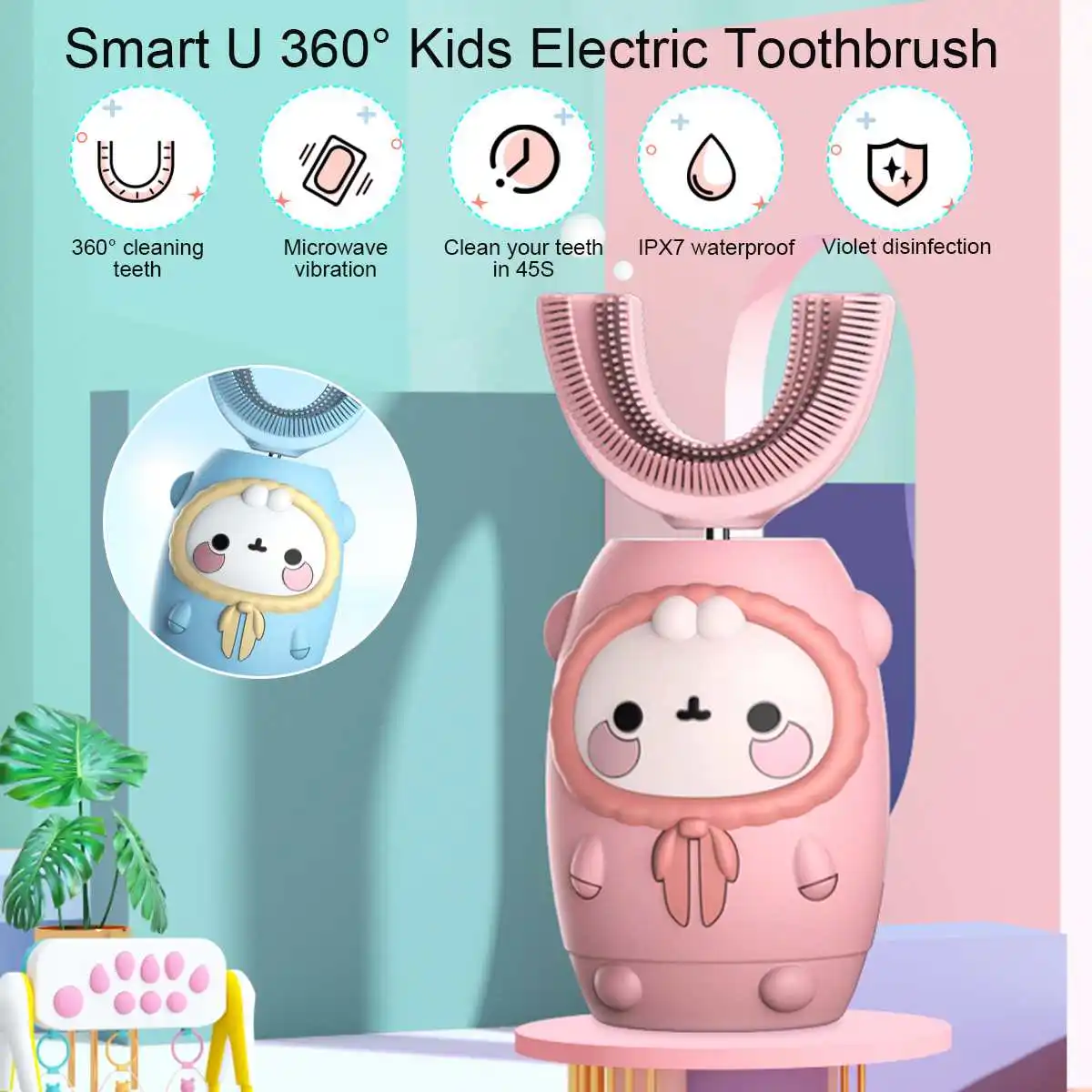 Smart 360 Degrees Children Electric Toothbrush U Type Silicon chargeable Automatic Ultrasonic Teeth Tooth Brush Cartoon Pattern
Smart 360 Degrees Children Electric Toothbrush U Type Silicon chargeable Automatic Ultrasonic Teeth Tooth Brush Cartoon Pattern