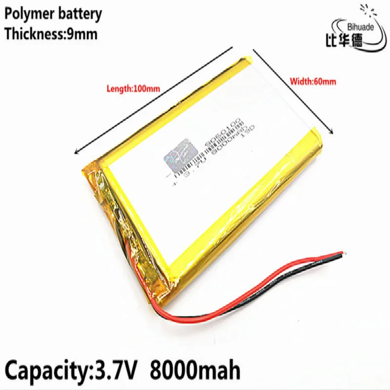 Liter energy battery Good Qulity 3.7V,8000mAH 9060100 Polymer lithium ion / Li-ion battery for tablet pc BANK,GPS,mp3,mp4
Liter energy battery Good Qulity 3.7V,8000mAH 9060100 Polymer lithium ion / Li-ion battery for tablet pc BANK,GPS,mp3,mp4