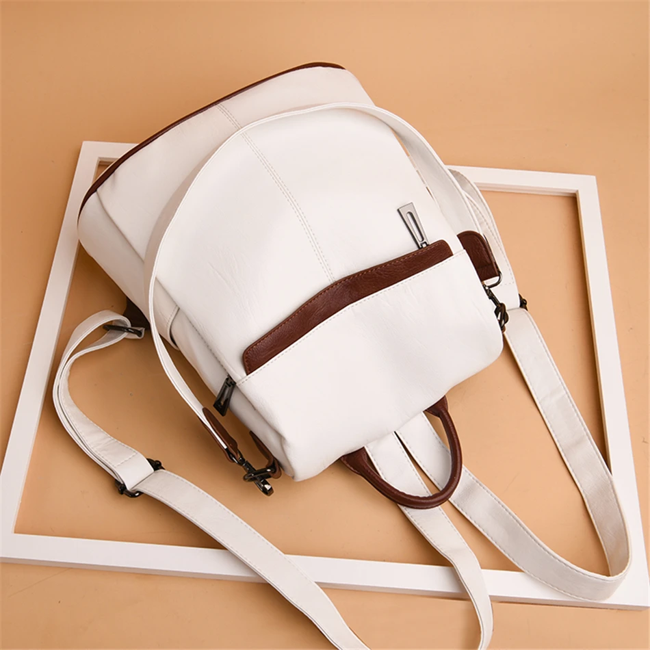 3 in 1 Anti-theft Women Back Pack Luxury Soft Leather Travel Backpack Fashion Trend Backpacks for School Teenagers Girls Bagpack | Багаж и