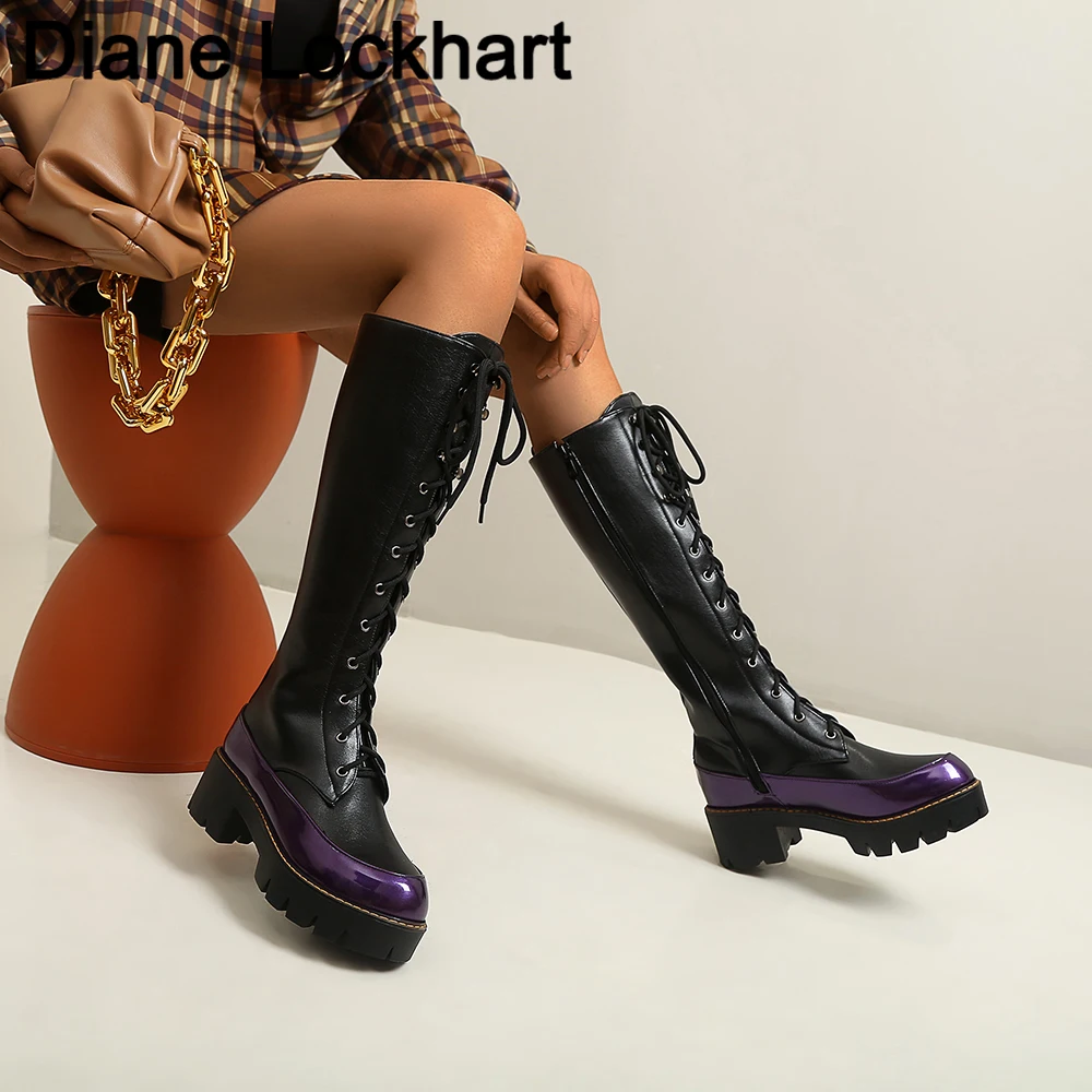 2020 Winter chunky platform pu Leather Knee High Boots Women Retro Punk Height Increasing long boots Woman Lace Up Botas Mujer
2020 Winter chunky platform pu Leather Knee High Boots Women Retro Punk Height Increasing long boots Woman Lace Up Botas Mujer