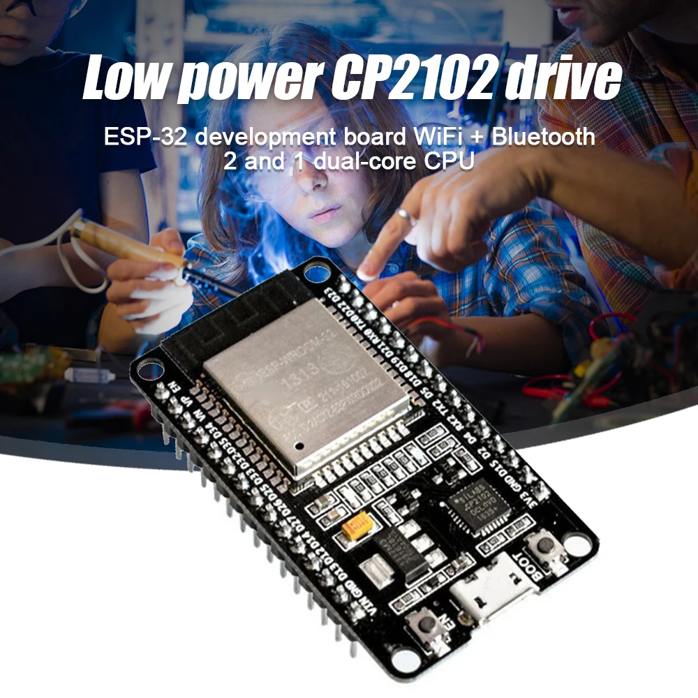 ESP-32 Development Board 2.4 GHz Wireless WiFi Bluetooth Dual Core CPU Low Power Consumption CP2102 Antenna Module Board
ESP-32 Development Board 2.4 GHz Wireless WiFi Bluetooth Dual Core CPU Low Power Consumption CP2102 Antenna Module Board
