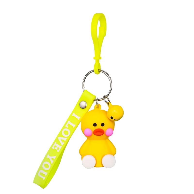 Cute small animal keychain soft rubber strip alloy small bell accessories sitting cartoon little yellow duck key chain pendant
Cute small animal keychain soft rubber strip alloy small bell accessories sitting cartoon little yellow duck key chain pendant