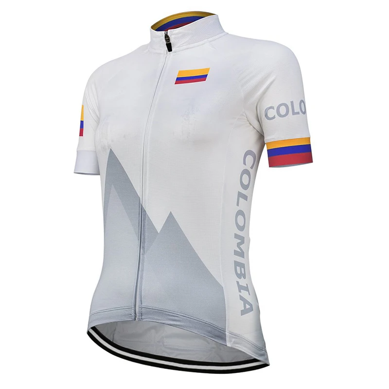 Новая команда Колумбии 2020 женская белая велосипедная Джерси индивидуальная