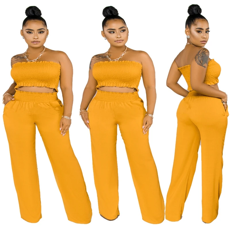 Spring Summer Solid Two Piece Set Women Pleated Breast Wrap Loose Wide-leg Pants Suit Sexy 2 Piece Sets Club Outfits Streetwear
Spring Summer Solid Two Piece Set Women Pleated Breast Wrap Loose Wide-leg Pants Suit Sexy 2 Piece Sets Club Outfits Streetwear