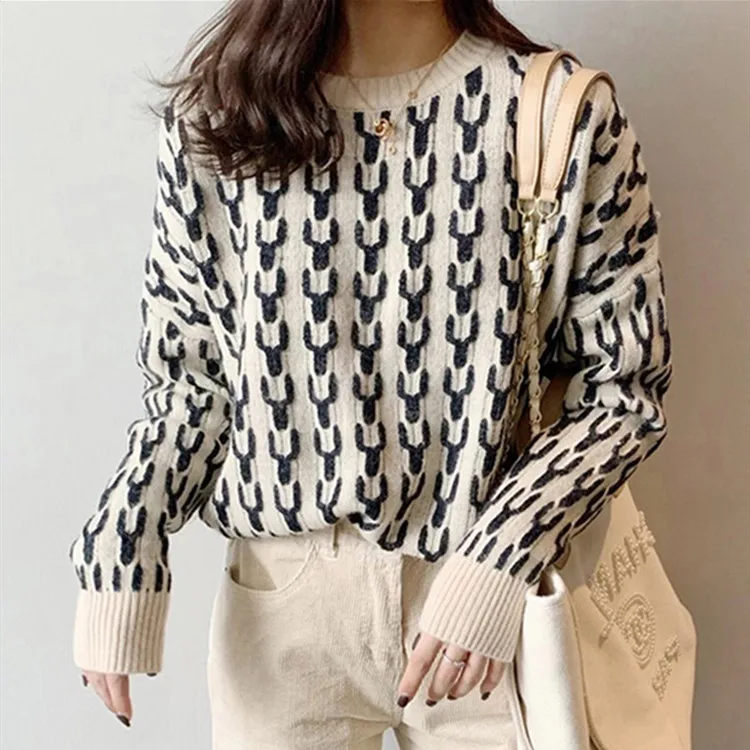 Autumn Winter Fashion Women Knitwear O-neck Pullover Tops Long Sleeve Sweater Ladies Casual Plaid Loose Fit Knitted Outwear
Autumn Winter Fashion Women Knitwear O-neck Pullover Tops Long Sleeve Sweater Ladies Casual Plaid Loose Fit Knitted Outwear