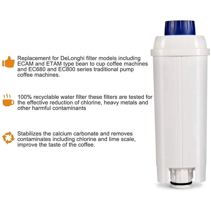 7 Pack Coffee Machine Water Filter for DeLonghi DLSC002, Fit for De'Longhi ECAM, ETAM, EC680, EC800
7 Pack Coffee Machine Water Filter for DeLonghi DLSC002, Fit for De'Longhi ECAM, ETAM, EC680, EC800