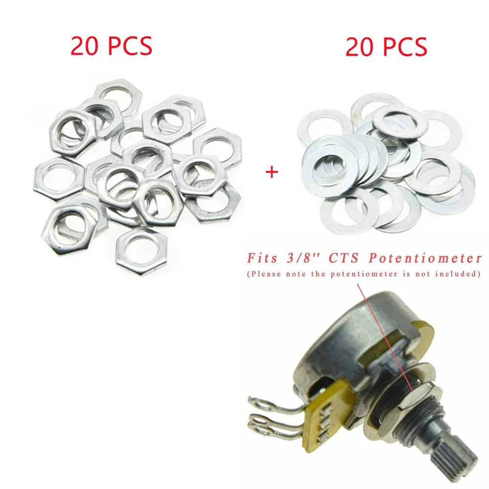 20X Guitar Jack Socket Connector Nut 3/8\" Thread Washer Fits CTS Pot Switchcraft Jack For Inch Size Electric Guitar Bass Pots
20X Guitar Jack Socket Connector Nut 3/8\" Thread Washer Fits CTS Pot Switchcraft Jack For Inch Size Electric Guitar Bass Pots