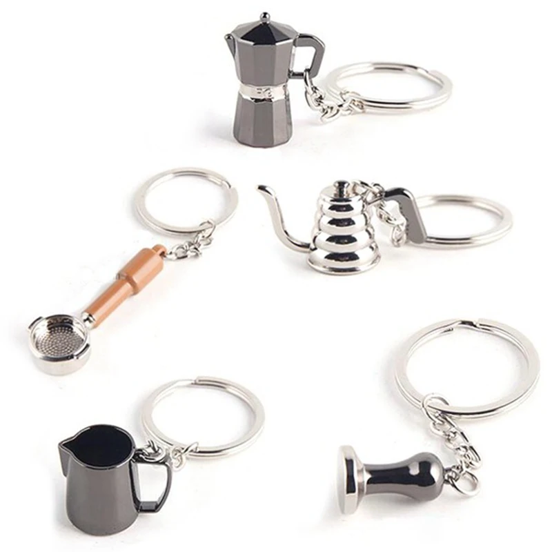5PCS Creative Barista Coffee Tamper Keychain Espresso Portafilter Moka Pitcher Keyring Portable Coffee Accessories Gift
5PCS Creative Barista Coffee Tamper Keychain Espresso Portafilter Moka Pitcher Keyring Portable Coffee Accessories Gift