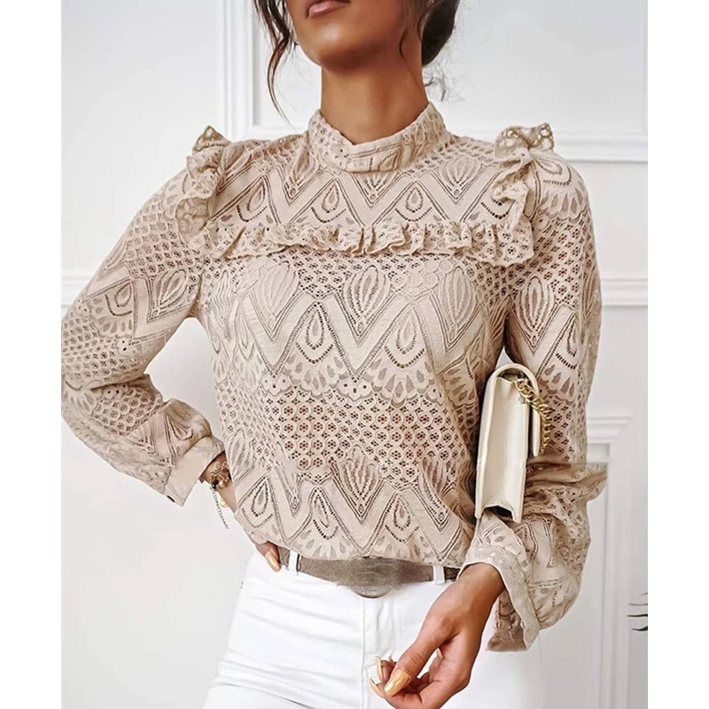 Женская блузка с рюшами FY, элегантная однотонная блузка с длинным рукавом, Повседневная Блузка с дырочками
Женская блузка с рюшами FY, элегантная однотонная блузка с длинным рукавом, Повседневная Блузка с дырочками