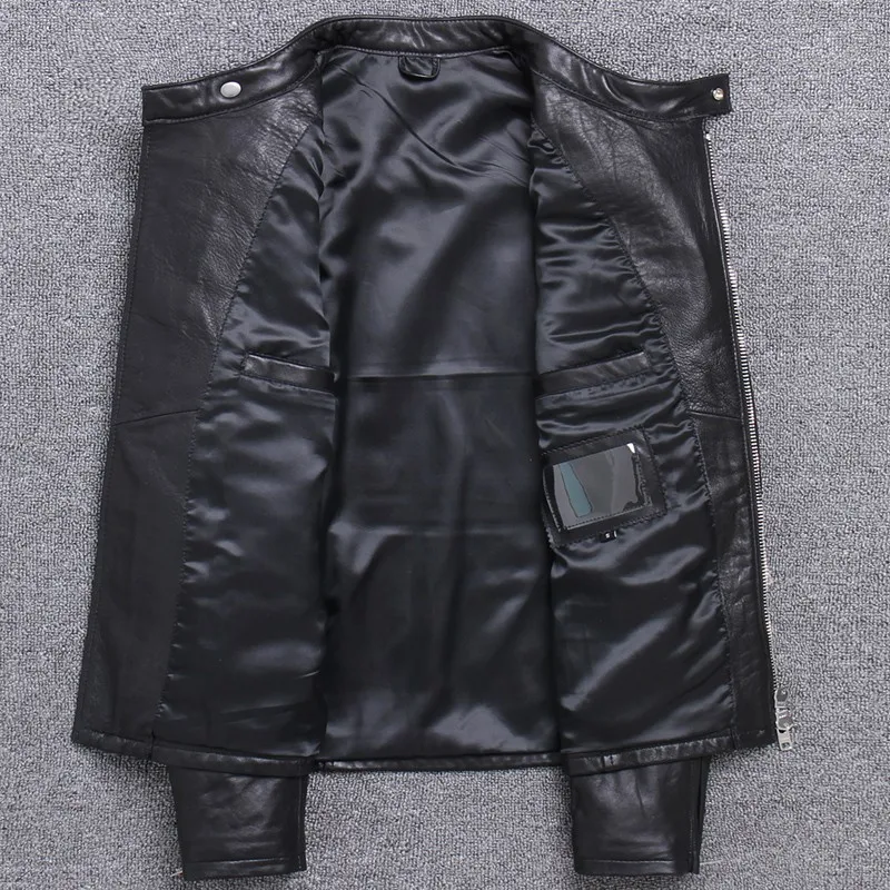 High Quality Mens Natural Sheepskin Biker Jacket Slim Fit Stand Collar Genuine Leather Jacket Windproof Riding Outwear Plus Size 
High Quality Mens Natural Sheepskin Biker Jacket Slim Fit Stand Collar Genuine Leather Jacket Windproof Riding Outwear Plus Size