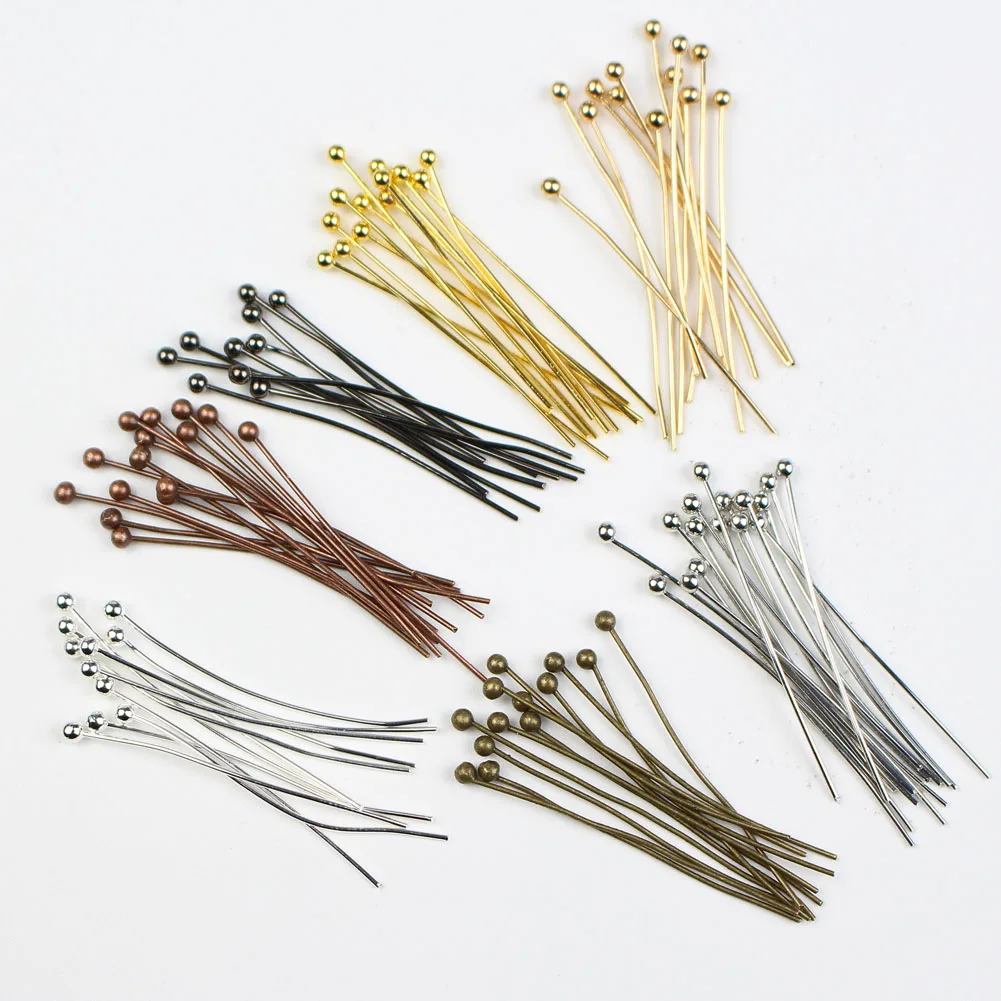 

200pcs/lot 16 20 25 30 35 40 50 mm Gold Silver Metal Copper Ball Head Pins for Diy Jewelry Making Findings Supplies Dia 0.5mm