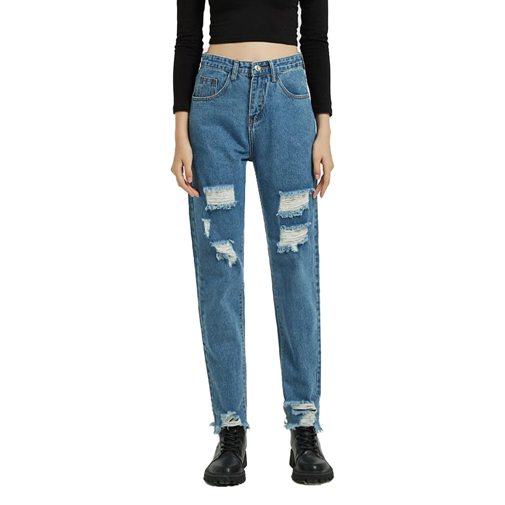 Брюки женские рваные из денима на молнии, повседневные длинные всесезонные штаны, одежда на осень
Брюки женские рваные из денима на молнии, повседневные длинные всесезонные штаны, одежда на осень