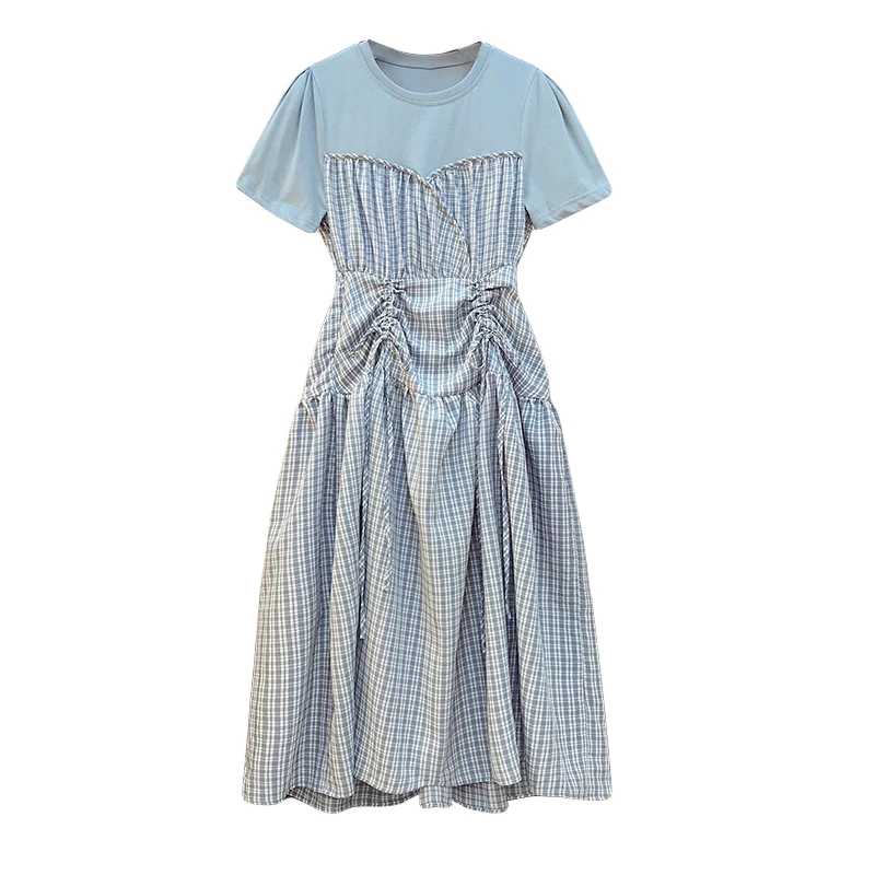 New Hit 2021 Summer Splicing Plaid Plus Size Dress For Women Short Sleeve O-Neck Folds Drawstring Large Dresses L XL 2XL 3XL 4XL
New Hit 2021 Summer Splicing Plaid Plus Size Dress For Women Short Sleeve O-Neck Folds Drawstring Large Dresses L XL 2XL 3XL 4XL