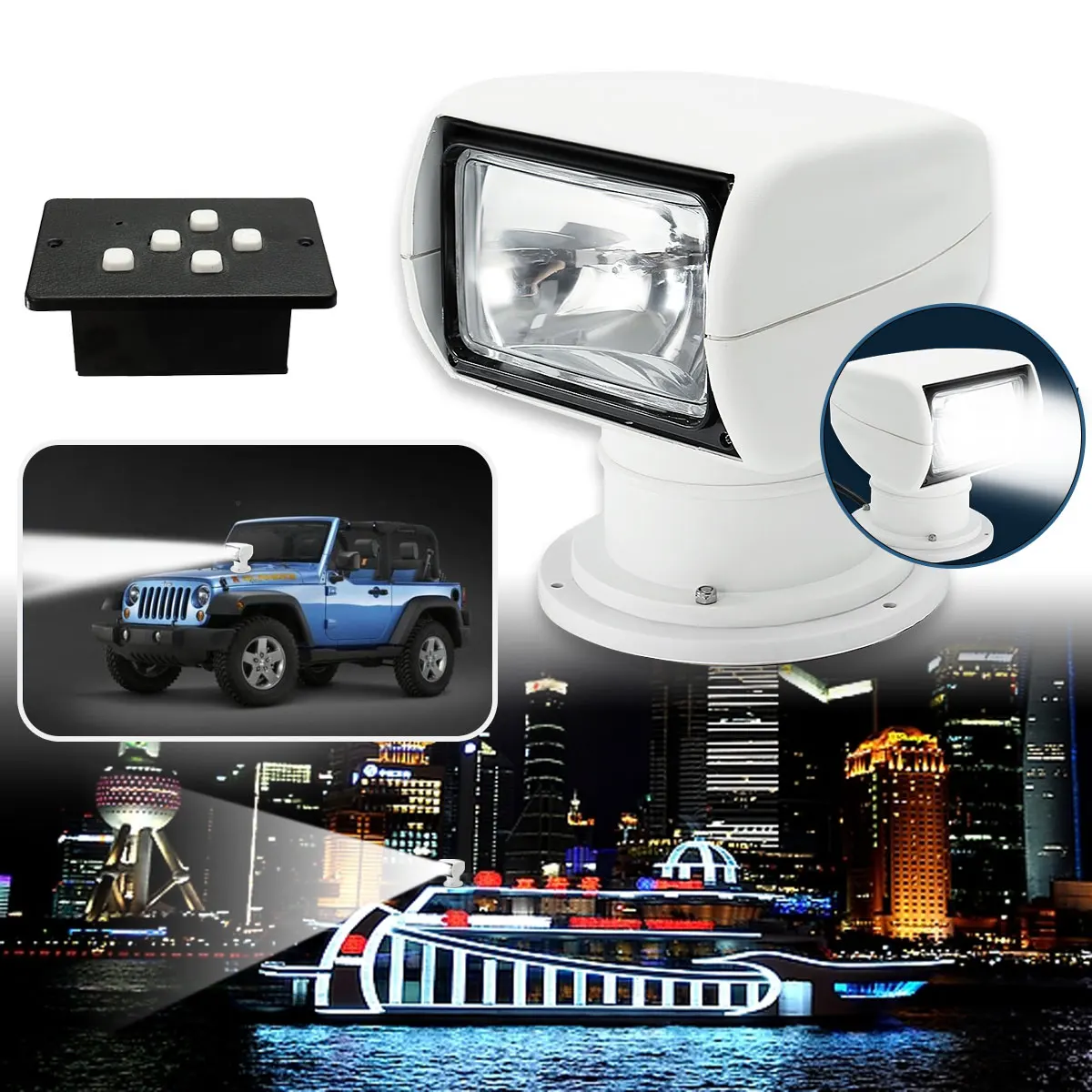 100W Marine Boat Spotlight 360 Degree Remote Control Waterproof LED Searchlight for Truck Off Road Car Boat Marine Driving Light
100W Marine Boat Spotlight 360 Degree Remote Control Waterproof LED Searchlight for Truck Off Road Car Boat Marine Driving Light