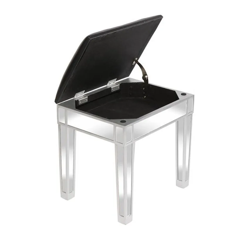 Modern Style Mirrored Vanity Stool Leather Dressing Stool with Storage Space Silver Gray 43x33x46CM
Modern Style Mirrored Vanity Stool Leather Dressing Stool with Storage Space Silver Gray 43x33x46CM