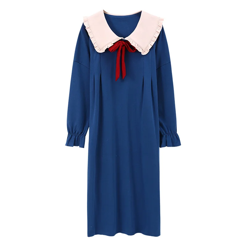 Harajpee Princess Style Nightgown Sailor Collar Patchwork Contrast Color Autumn Sleepwear Cotton Sweet Soft Breathable Home Wear
Harajpee Princess Style Nightgown Sailor Collar Patchwork Contrast Color Autumn Sleepwear Cotton Sweet Soft Breathable Home Wear