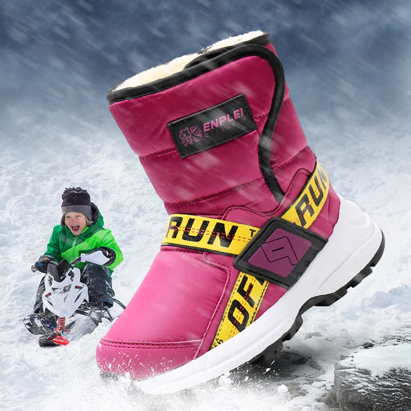 

Top Quality 2022 Children Snow Boots Boys Girls Winter Boots Waterproof Anti-skid 50% Wool Boots Kids Winter Shoes Size 29 - 38