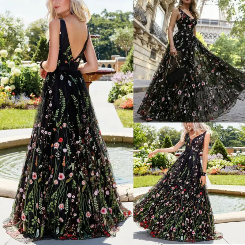Womens Maxi Flower Fairy Princess Dress Embroidered Backless Party Prom Gowns
Womens Maxi Flower Fairy Princess Dress Embroidered Backless Party Prom Gowns