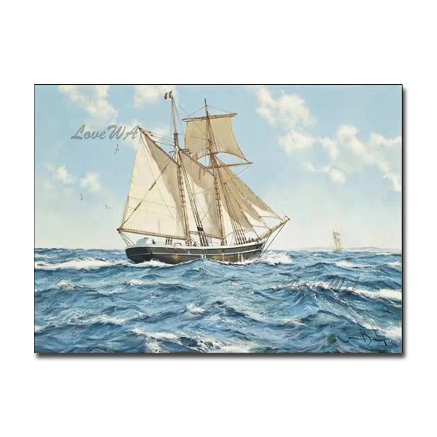 Real Hand Painted Realistic Sailing Boat Abstract Art Wall Pictures Seascape Oil Painting Canvas Wall Art For Living Room Decor
Real Hand Painted Realistic Sailing Boat Abstract Art Wall Pictures Seascape Oil Painting Canvas Wall Art For Living Room Decor