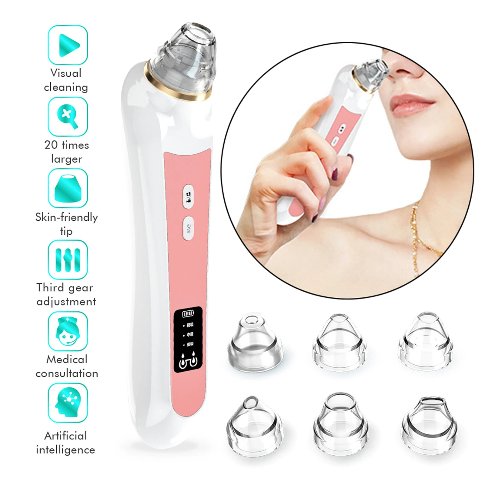 Wifi Visible Blackhead Remover Suction Tool with Camera Facial Pore Cleaner for Skin Care, USB Rechargeable, 1800mAh
Wifi Visible Blackhead Remover Suction Tool with Camera Facial Pore Cleaner for Skin Care, USB Rechargeable, 1800mAh