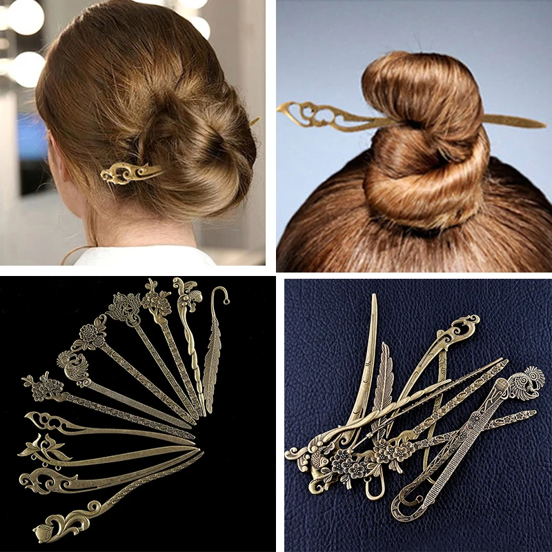 

New Bronze Vintage Hair Sticks 24 Styles Headbands For Women Elegance Lady Hairpins Fashion Alloy Hair Clip Hair Accessories