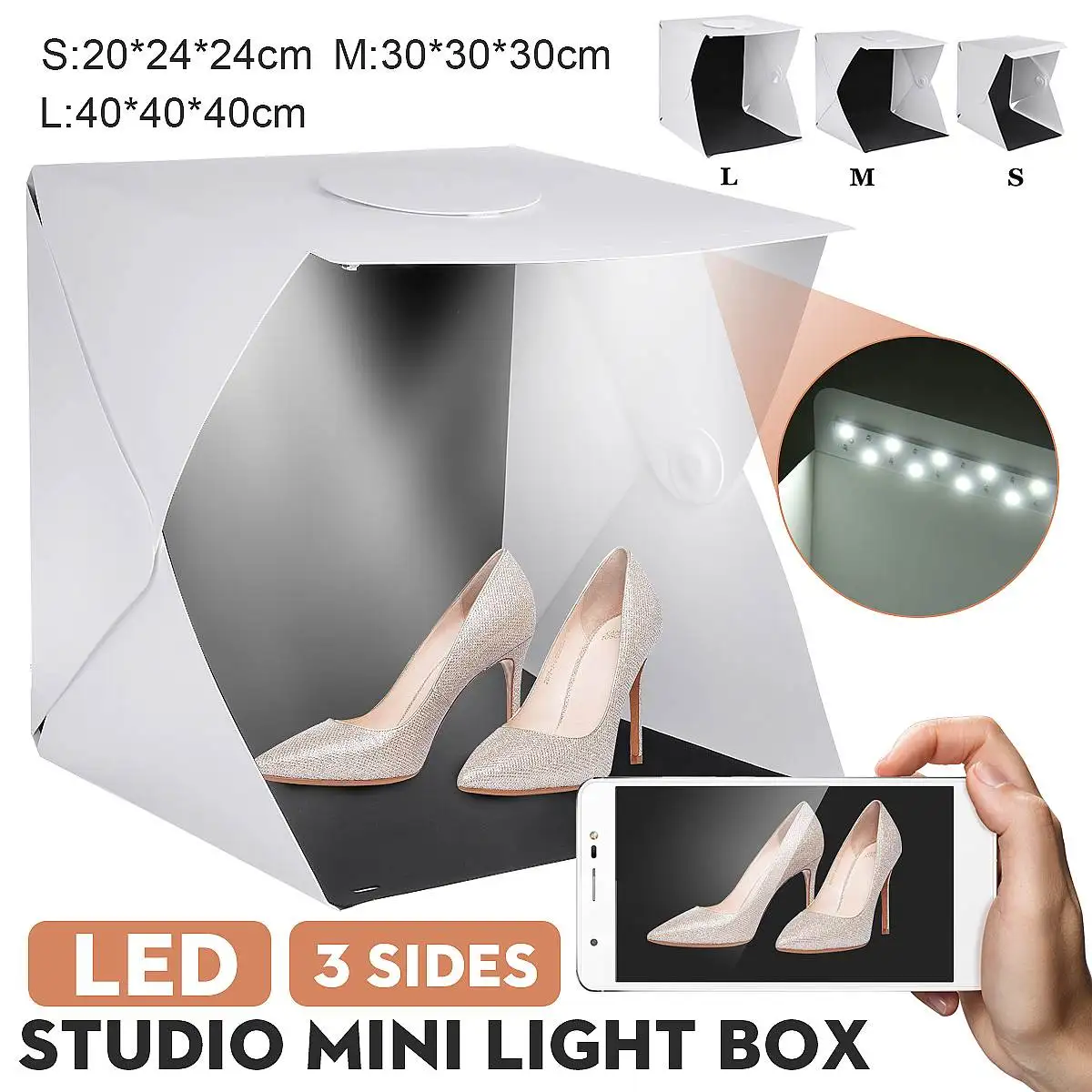 LED Light Mini Photography Box Photography Portable Folding Photo Studio Set Kit Box With Magnetic Buckle Softbox
LED Light Mini Photography Box Photography Portable Folding Photo Studio Set Kit Box With Magnetic Buckle Softbox