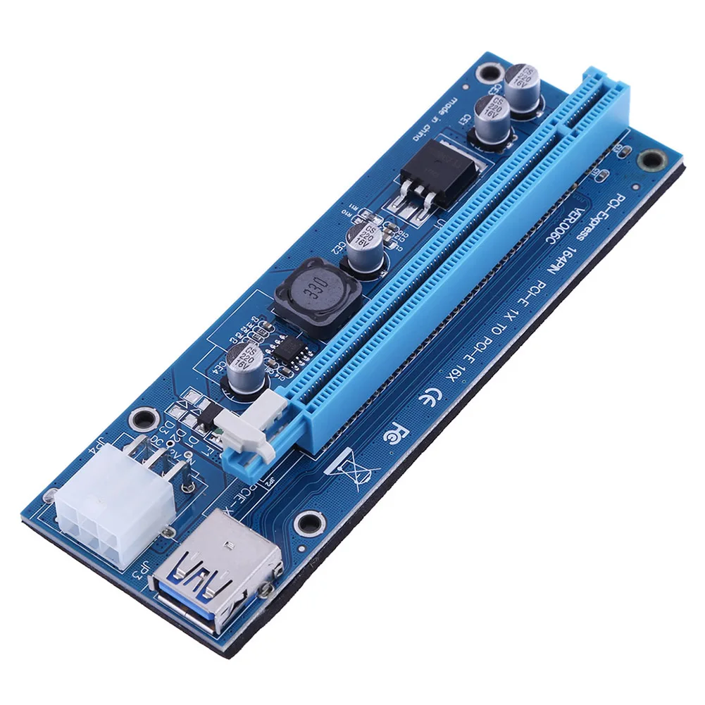 

6pin PCI-E Riser Card PCI Express USB3.0 1x to 16x Extender Riser Card Motherboard Adapter 164P PCIe Riser for GPU Mining