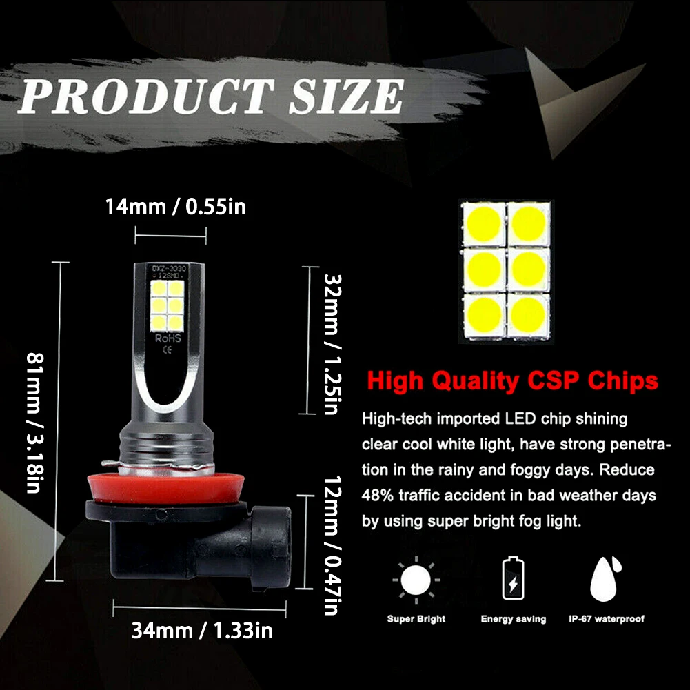 2pcs H11 H8 H9 LED Car Light LED Bulb H1 H3 H4 H7 9005 9006 Daytime Driving Light Fog Light 6000K 12V Driving Light Accessories
2pcs H11 H8 H9 LED Car Light LED Bulb H1 H3 H4 H7 9005 9006 Daytime Driving Light Fog Light 6000K 12V Driving Light Accessories