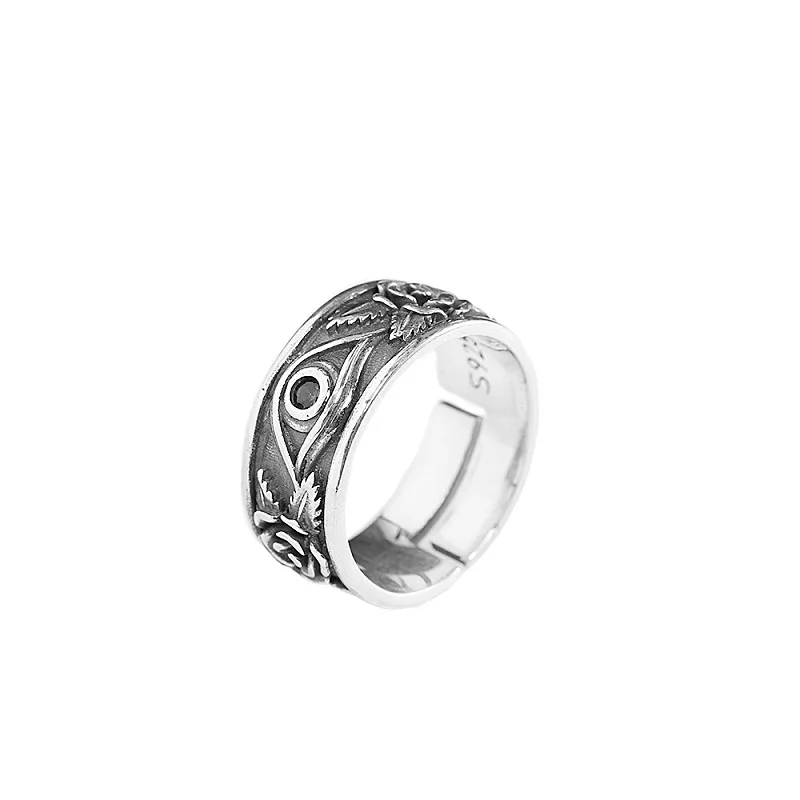 Vintage 925 Sterling Silver God Eye Ring with Rose for Women,Open and Adjustable
Vintage 925 Sterling Silver God Eye Ring with Rose for Women,Open and Adjustable