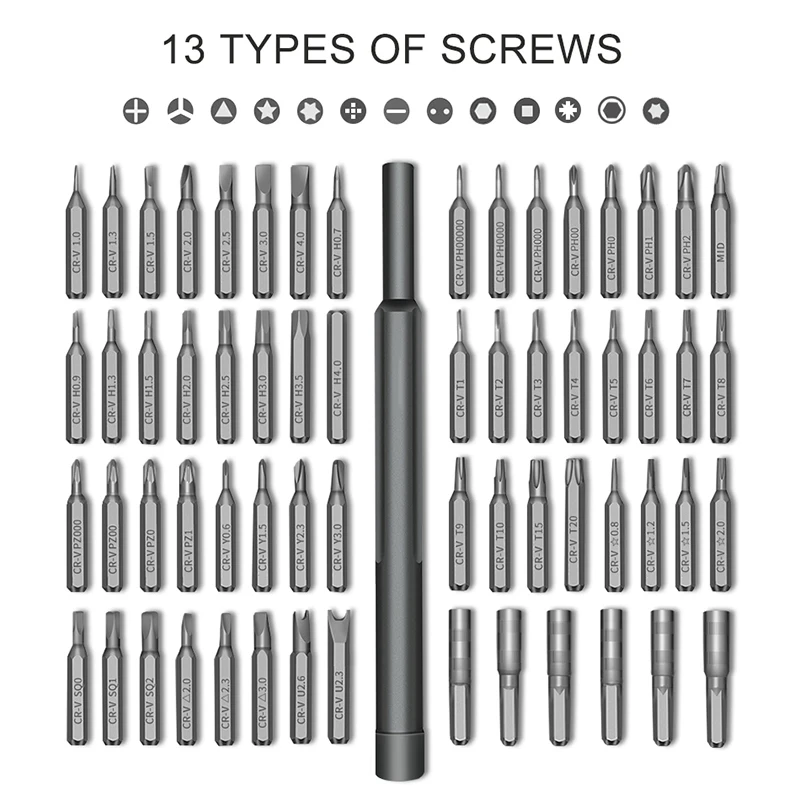 63 In 1 Screwdriver Set Precision Magnetic Phone ,quartz watch,cameras,computers,drones, etc Repair Screwdrive Kit Tools
63 In 1 Screwdriver Set Precision Magnetic Phone ,quartz watch,cameras,computers,drones, etc Repair Screwdrive Kit Tools