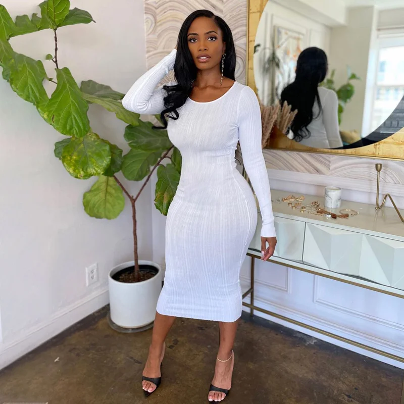 Sylph Solid Long Sleeve Midi Dress O-neck Bodycon Sexy Dresses For Women Streetwear Party Club Fashion Vestidos Autumn Winter
Sylph Solid Long Sleeve Midi Dress O-neck Bodycon Sexy Dresses For Women Streetwear Party Club Fashion Vestidos Autumn Winter