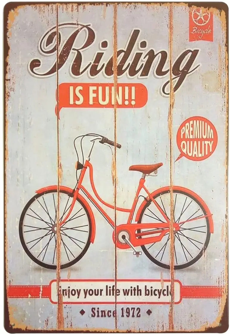 Riding is Fun Enjoy Your Life with Bicycle Retro Vintage Bar Metal Tin Sign Poster Style Wall Art Pub bar Decor 12 X8 
Riding is Fun Enjoy Your Life with Bicycle Retro Vintage Bar Metal Tin Sign Poster Style Wall Art Pub bar Decor 12 X8