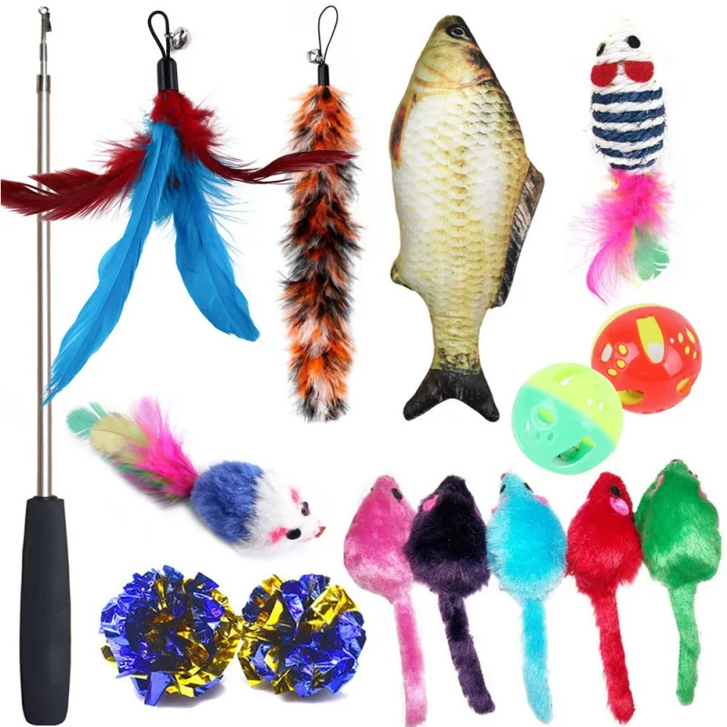 Pet Cat Feather Mouse Fishing Rod Funny Cat Stick 15 Piece Set Combination Toy Mixed Color Interactive Pet Toy
Pet Cat Feather Mouse Fishing Rod Funny Cat Stick 15 Piece Set Combination Toy Mixed Color Interactive Pet Toy