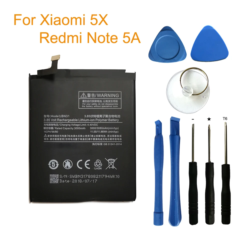 Аккумулятор BN31 для Xiaomi Mi 5X Mi5X Redmi Note 5A / Pro A1 3000 мАч 10 шт./Лот оптовая