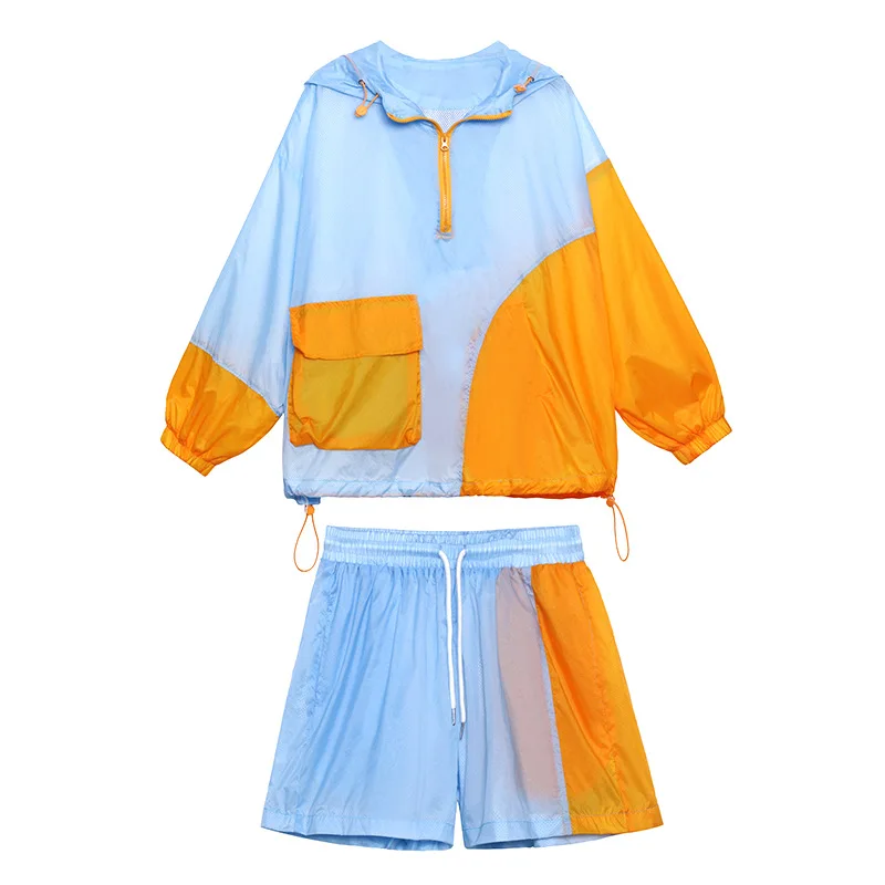 Women Summer Thin Run Outfit Colour Block Tracksuit Hooded Jacket and Shorts Suit Jogger Sport Loose Two Piece Set Sportswear
Women Summer Thin Run Outfit Colour Block Tracksuit Hooded Jacket and Shorts Suit Jogger Sport Loose Two Piece Set Sportswear